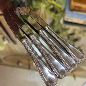 Gorham Braid Set 4 Dinner Knives Glossy 18/10 -Stainless Flatware Silverware